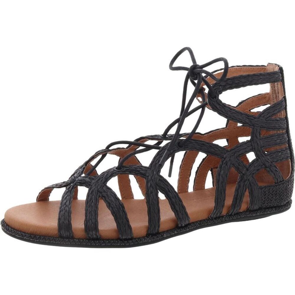Gentle Souls Black and Brown Strappy Sandals